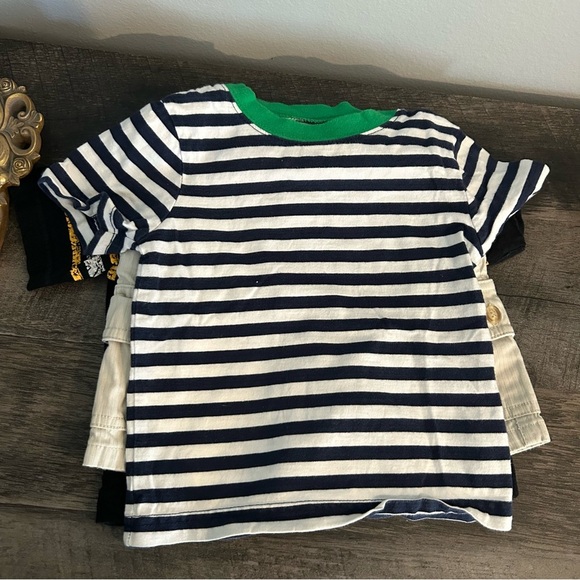 12 Month Bundle Set Batman Shirt, Green Stripped Shirt, Shorts - Picture 4 of 4